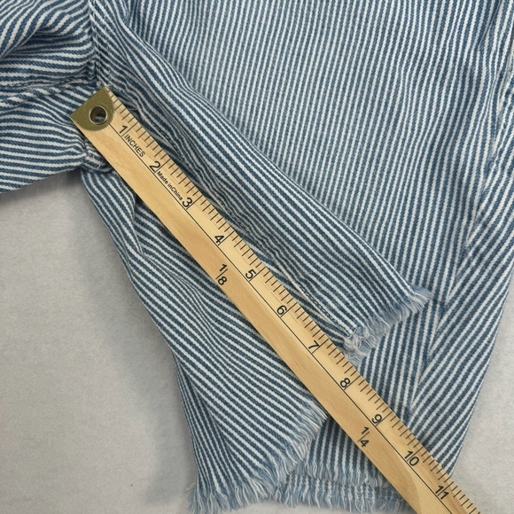 Seven 7 Sunset Bermuda Shorts Womens Size 12 White Blue Stripe High Rise - Picture 8 of 10